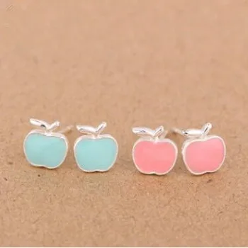 

silver 925 jewelry earring apple stud earrings women pendiente joyeria earing brinco safety pin earrings set enamel oorbellen