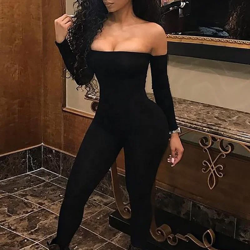 

Latest design off Shoulder bodycon high fashion fall clothing 2020 jumpsuit women