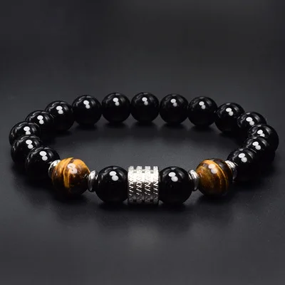 

Stainless Steel Smooth Bright Light Stress Relief Yoga Beads Bracelet Yellow Tiger Eyes Beads Bracelet For Men