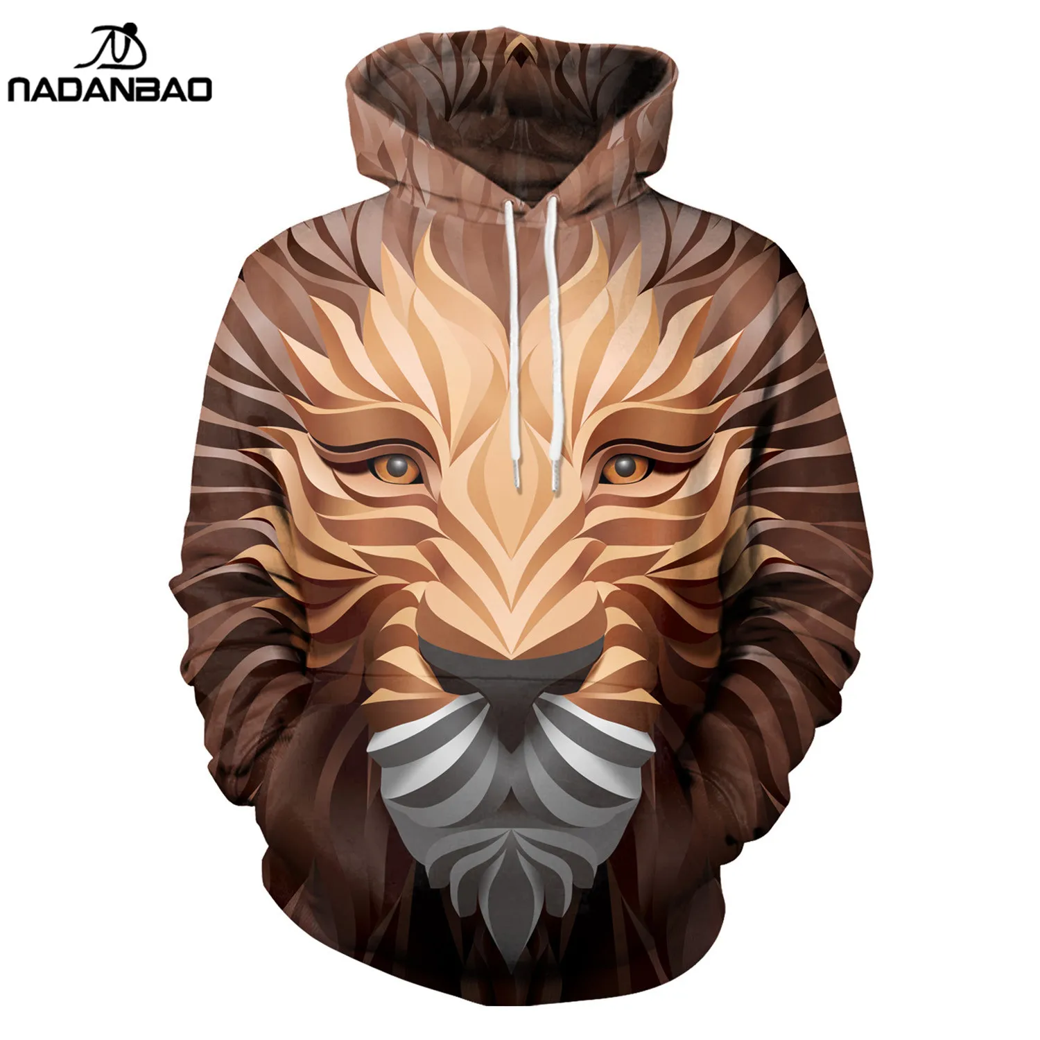 

NADANBAO wholesale mountain adventure lion sweatshirts hoodies jacket 3d animal wolf printed hoodies for men