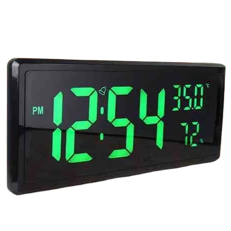 

Oversize Large Digital LED Wall Clocks with Indoor Temperature Humidity Display and foldable Stander for wall and desk 8965