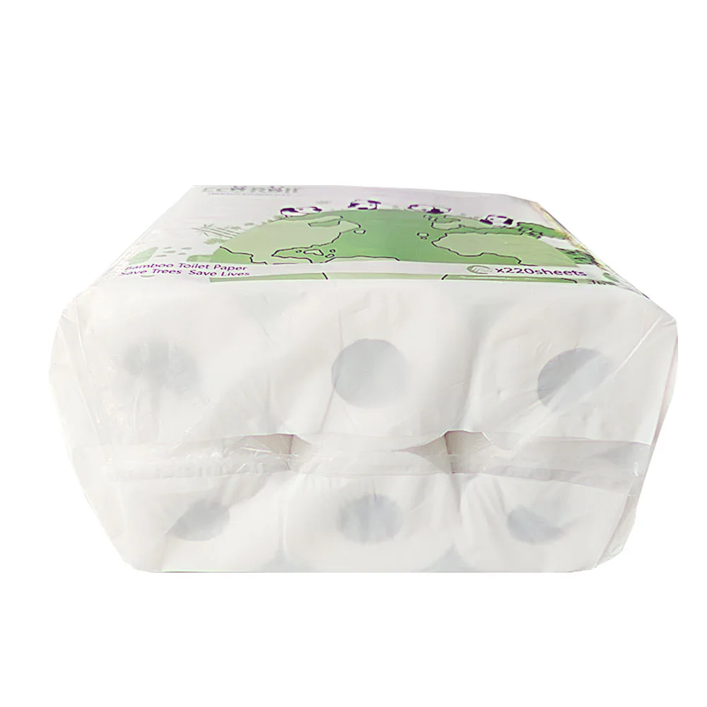 

ECO Roll Wholesale Bamboo Pulp Toilet Tissue Paper Roll White 12 rolls of Toilet Tissue Paper, Bleached