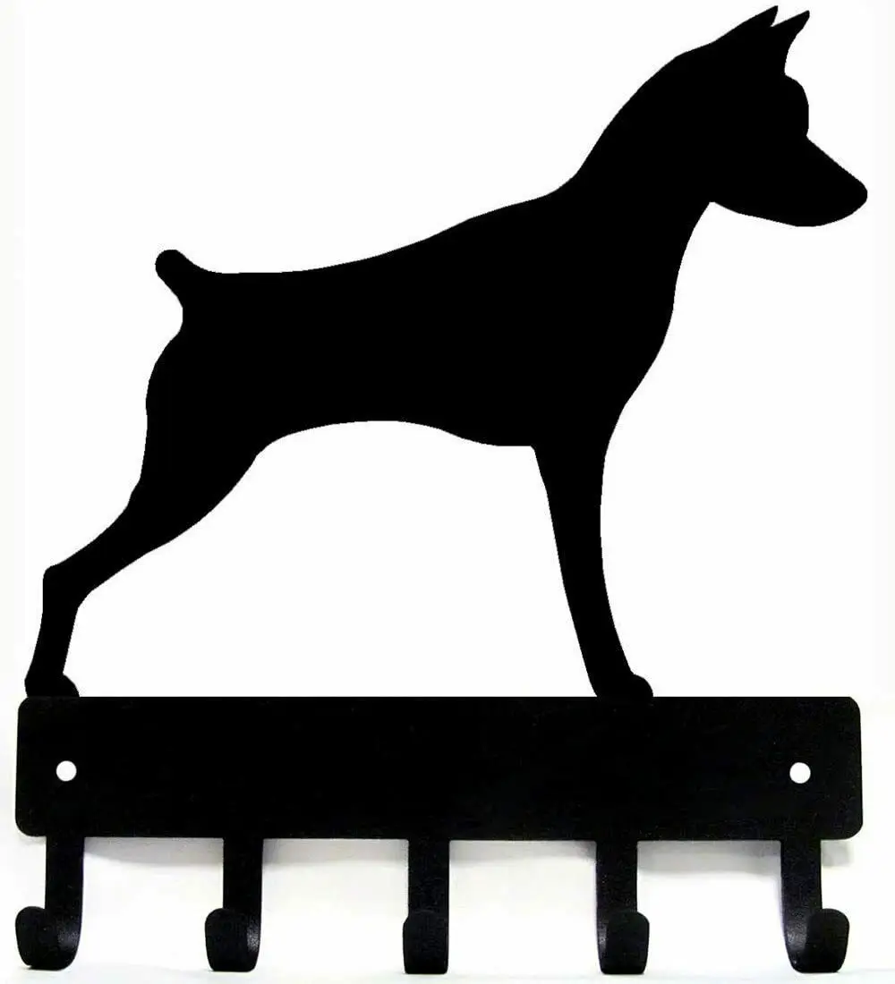 

Yinfa Factory Quality Brand new Decor Metal Wall Art Craft Miniature Pinscher - Key Rack & Dog Leash Hanger - 6Inch Black TY2050