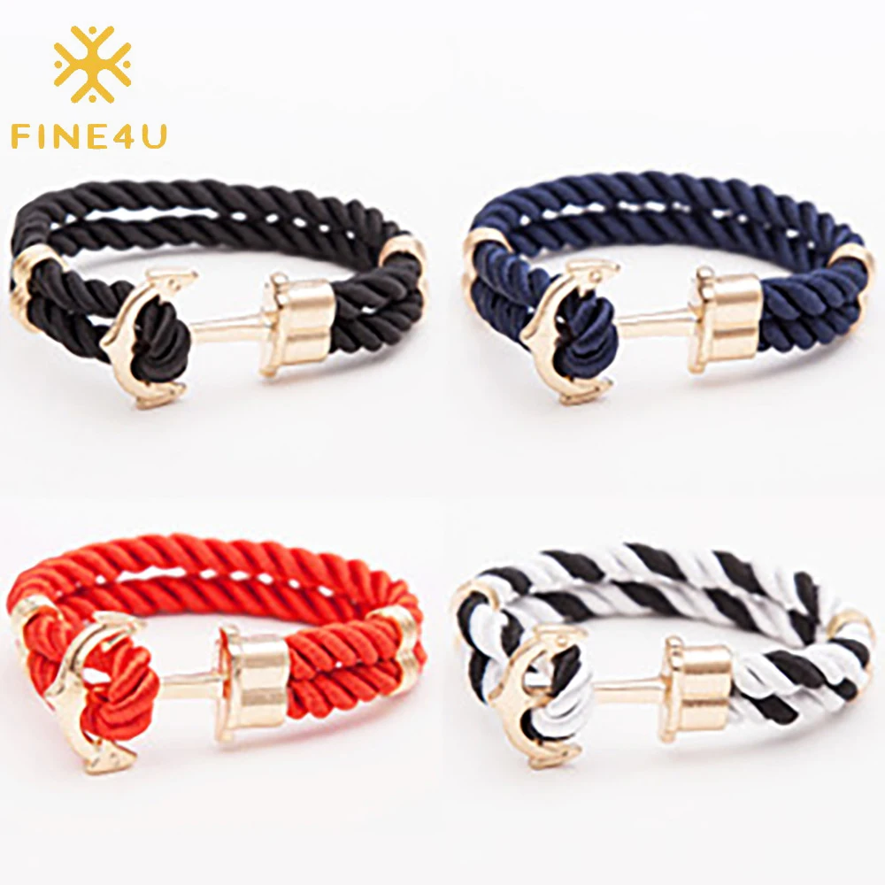 

Fashion 2021 friendship gift handmade woven anchor black red string men anchor bracelet pulseras para hombre, 8 colors