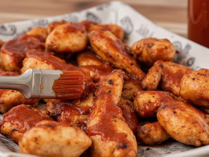 Homemade barbecue sauce brushed on grilled chicken