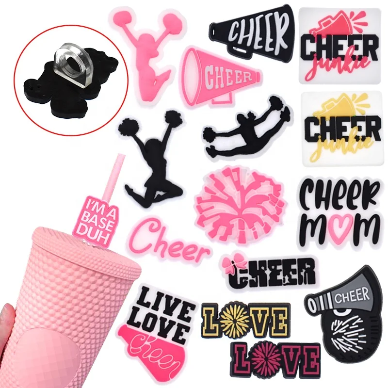 

cheer cheerleading pvc straw toppers charms decoration cheerleading drink straw hat toppers charms cover accessories