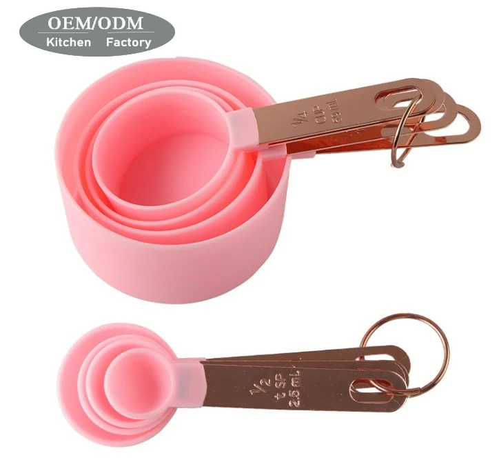 

Kitchen Colorful PP Stainless Steel Copper Rose Gold Measuring Baking Measuring Cup and Spoons Set