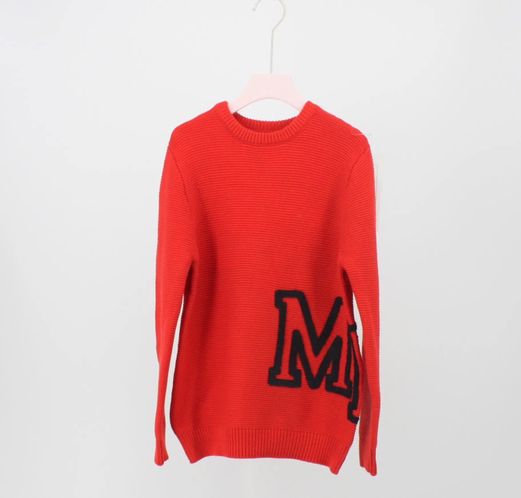 

Wholesale good quality crew neck red letter embroidery custom woman casual pullover sweater, Dark gray/navy/pink