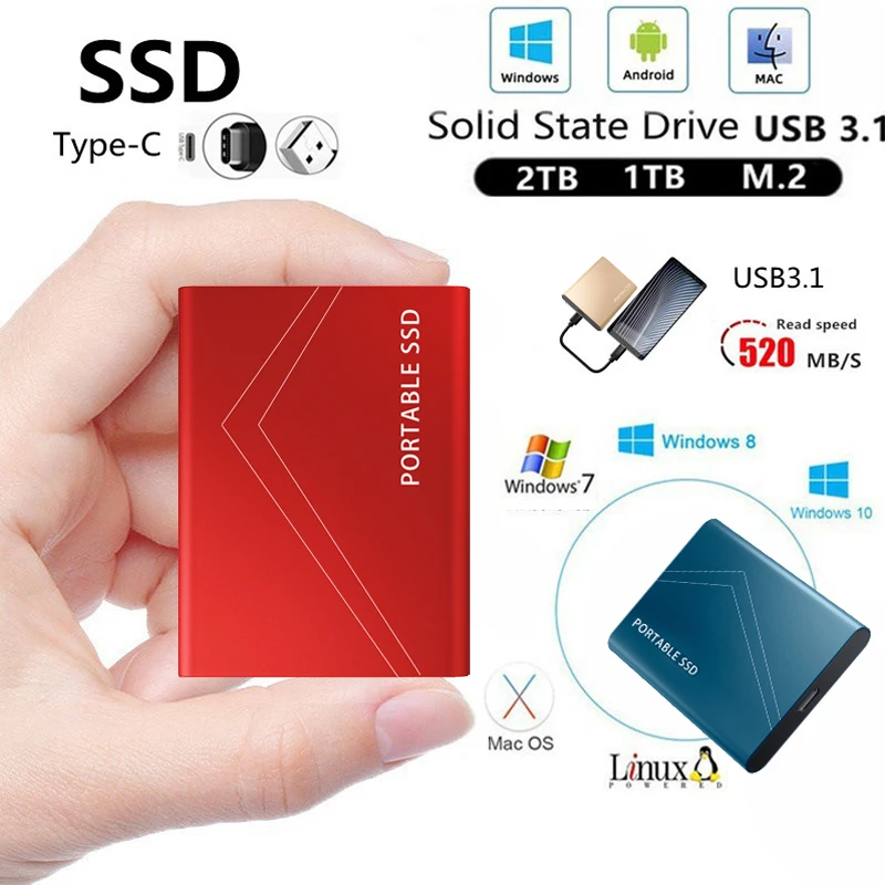 

SSD 8TB 4TB 2TB 1TB Portable SSD01 High Speed Performance Mobile External Hard Drive Disk For Desktop Laptop