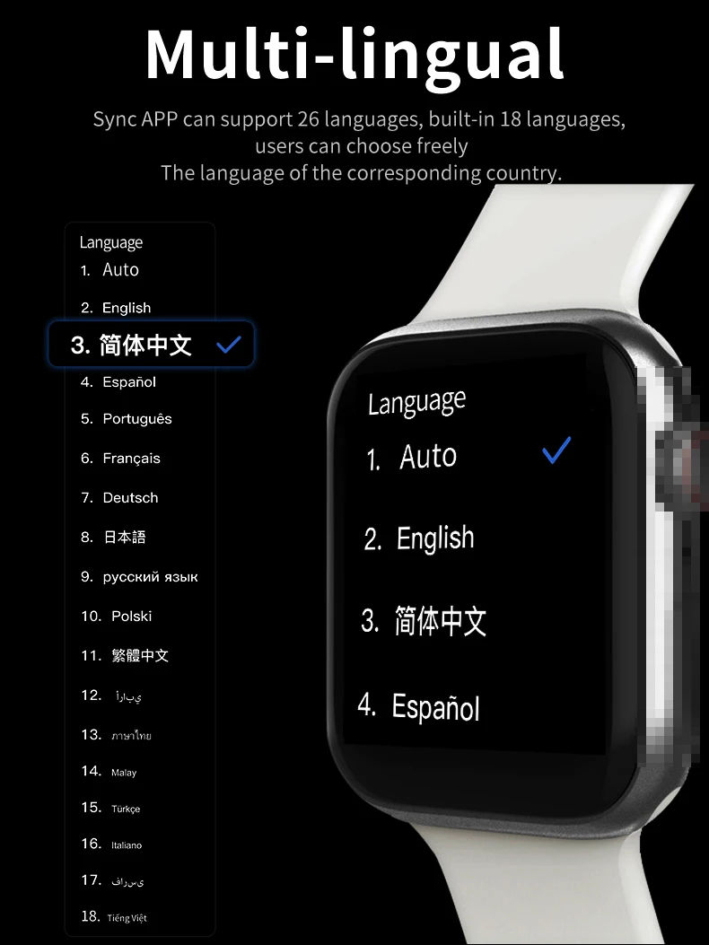 新款u98加u98触摸屏智能手表定制表盘温度智能手表健身跟踪器适用于