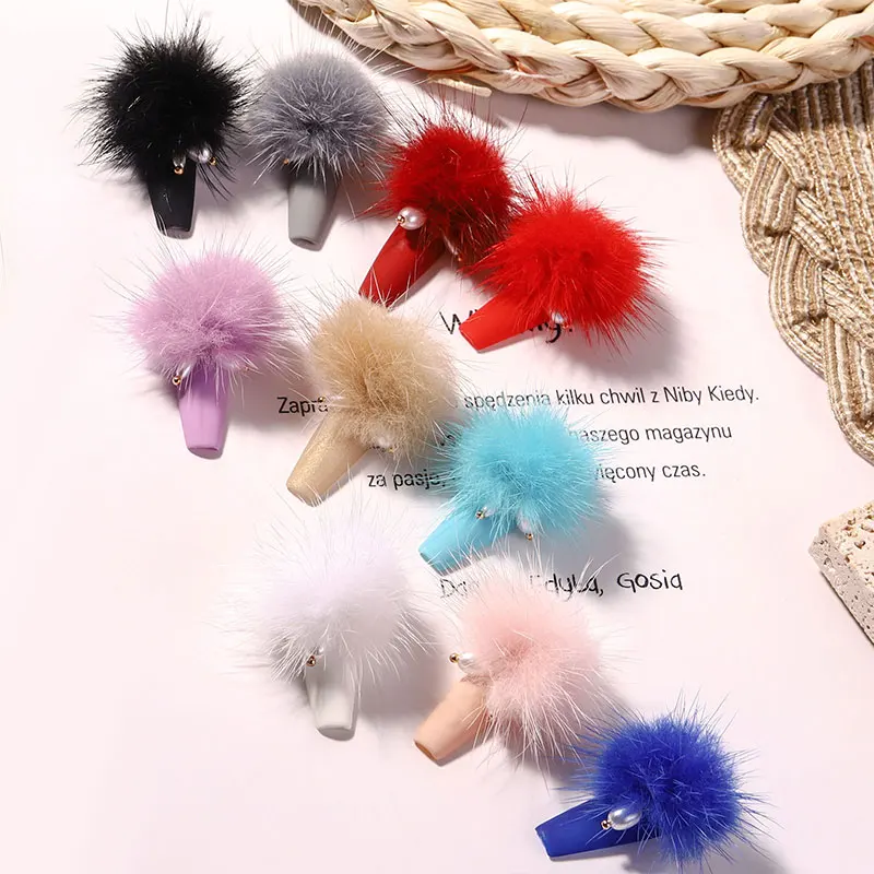 

Misscheering Mink Hair Ball Magnet Nail Jewelry Detachable Pearl Pendant Hair Ball DIY Nail Art Jewelry Accessories, Photo