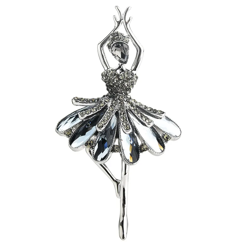 

JAENONES High Quality Personalized Designer Customized Inspired Crystal Rhinestone Dancing Girl Brooch