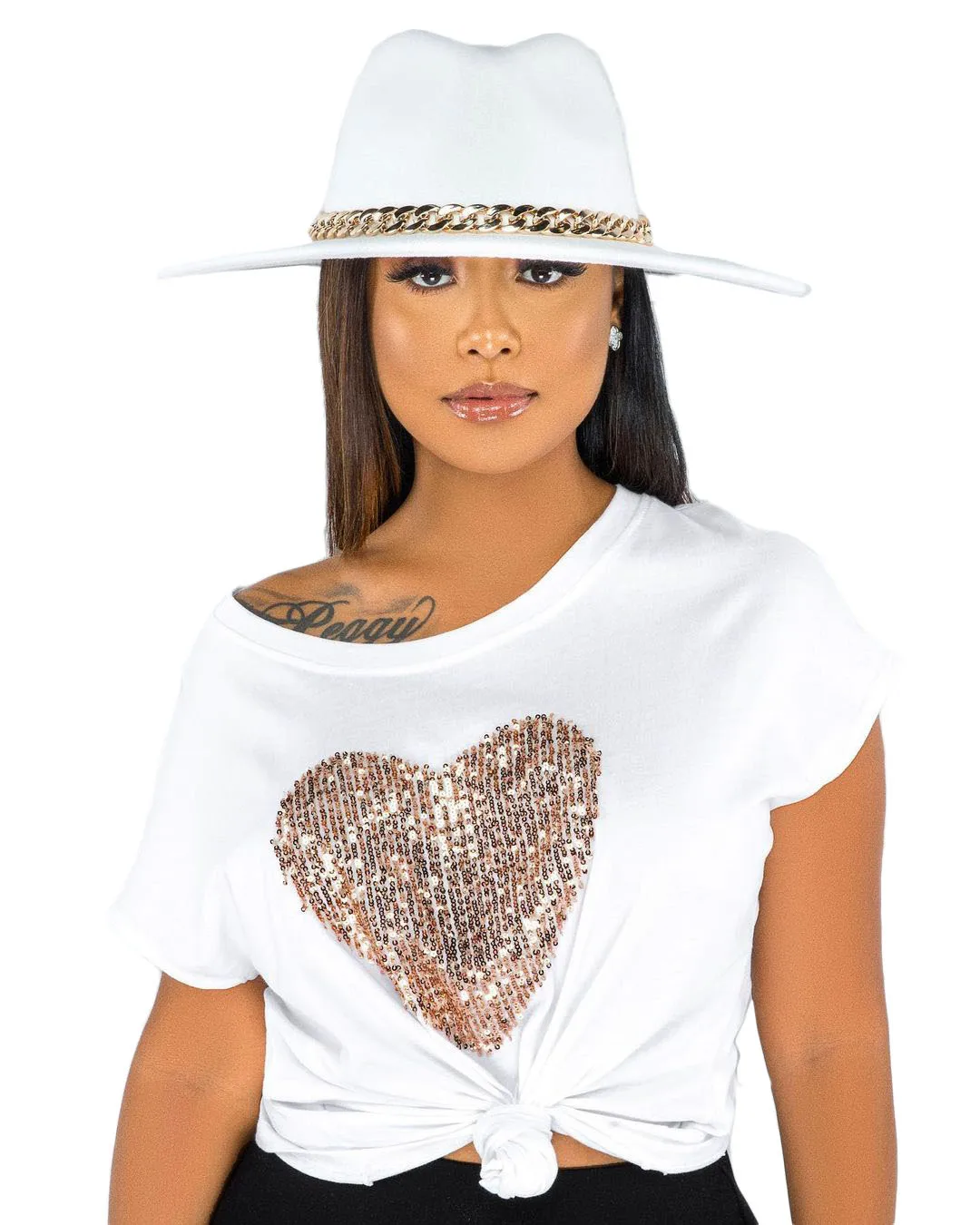 

Hot Products Heart Pattern Sequins Loose Casual Tops Women Short Sleeve Shirts, Picture color
