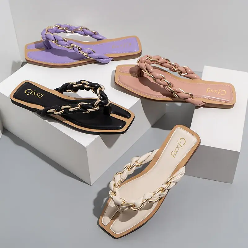 

Summer fashion PU beach ladies flat sandals shoes women, Black ,purple,brown