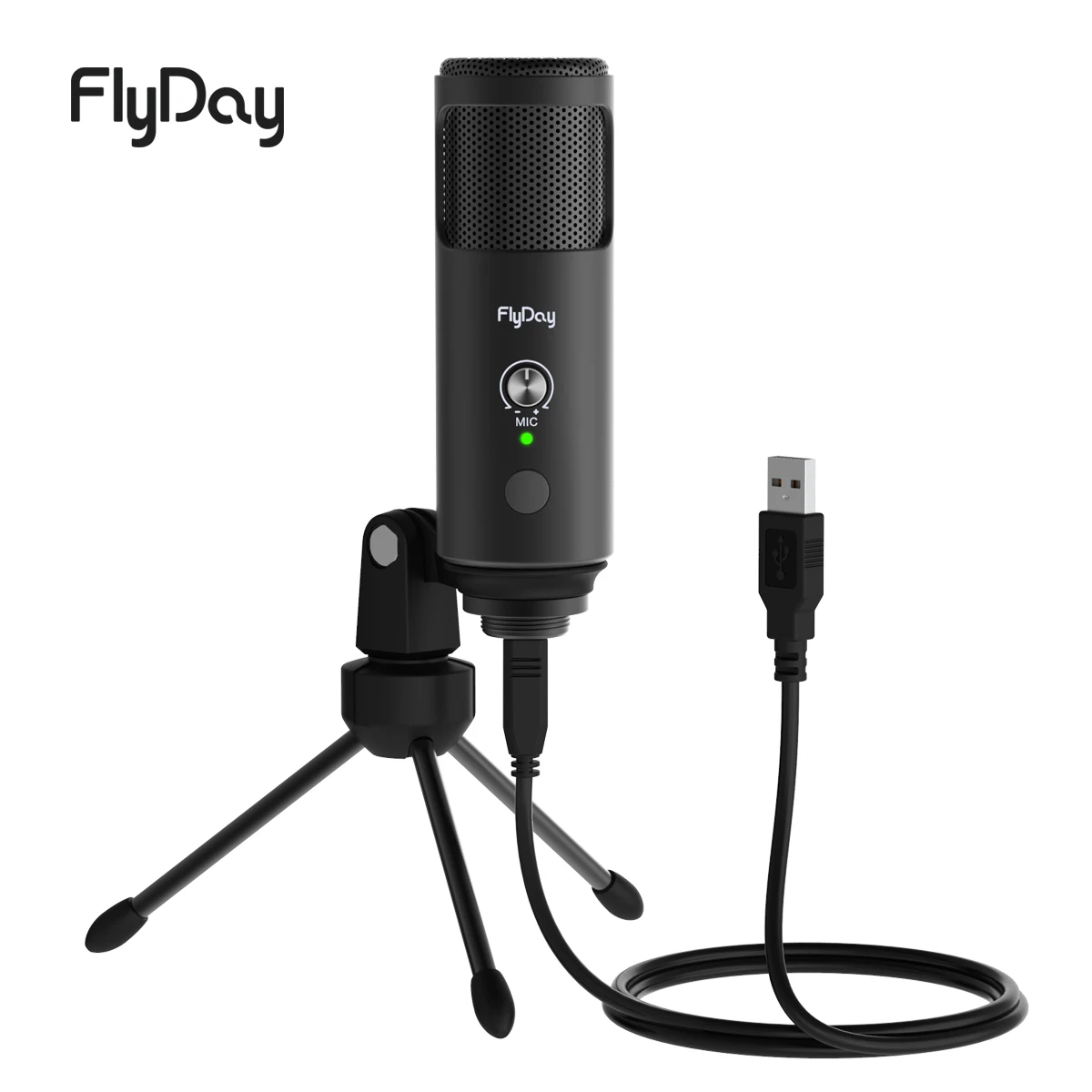 

Flyday Wholesale OEM Broadcast USB PC Recording Computer Gaming Condenser Studio Microphone F6