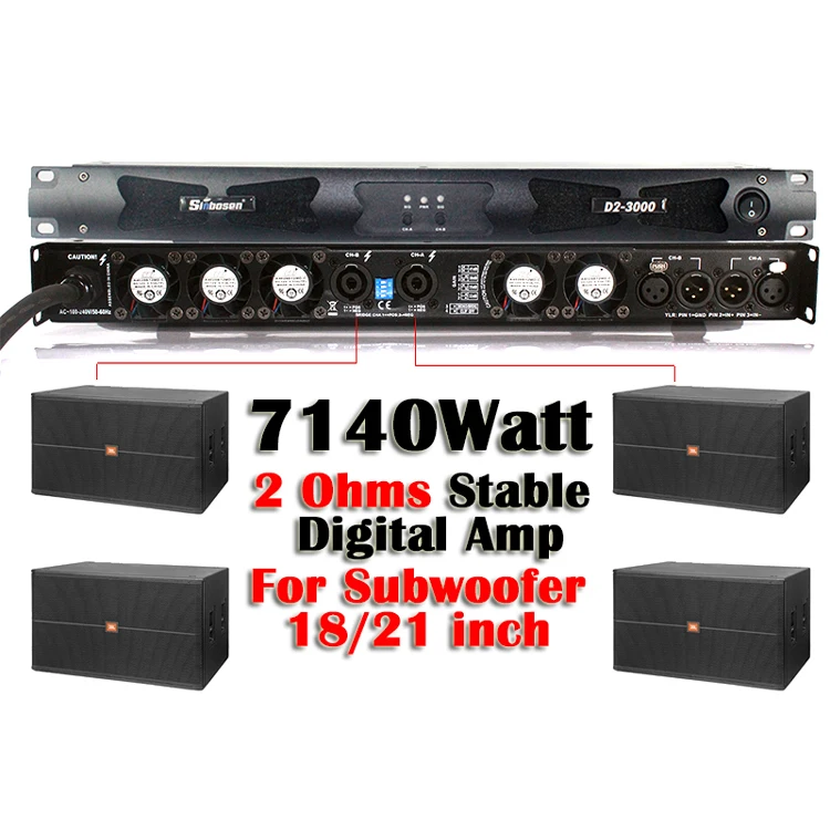 

Power amplifier 10000 watts brand D2-3000 2 ohms 2 channel amplifier audio stereo