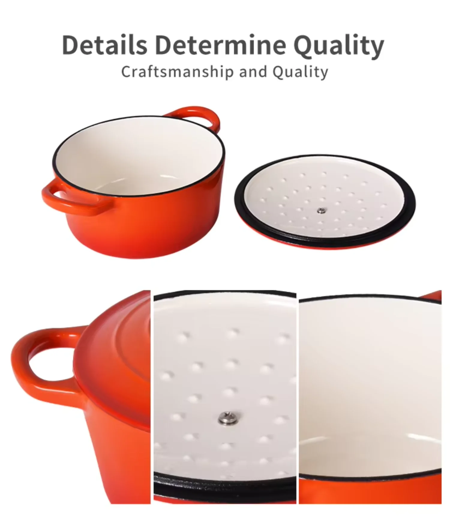 Home Kitchen Cooking French Style Orange Enameled Casseroles Dutch Oven Enamel Cast Iron Cookware