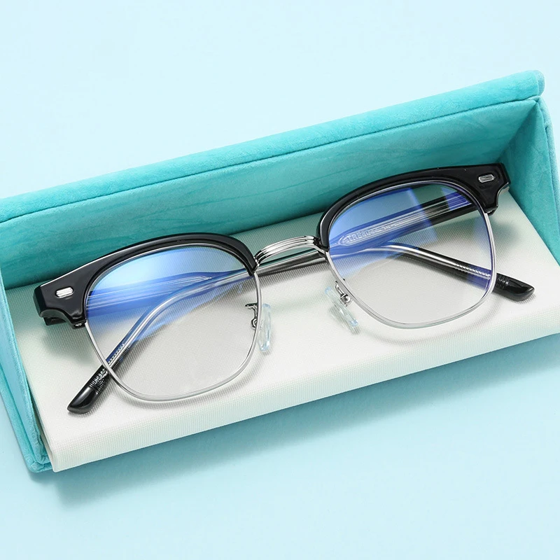 

2022 Newest High Quality TR90 Anti Blue light Blocking Computer Eyeglasses Trendy Half Rim Frames Glasses For Men Women, Custom colors
