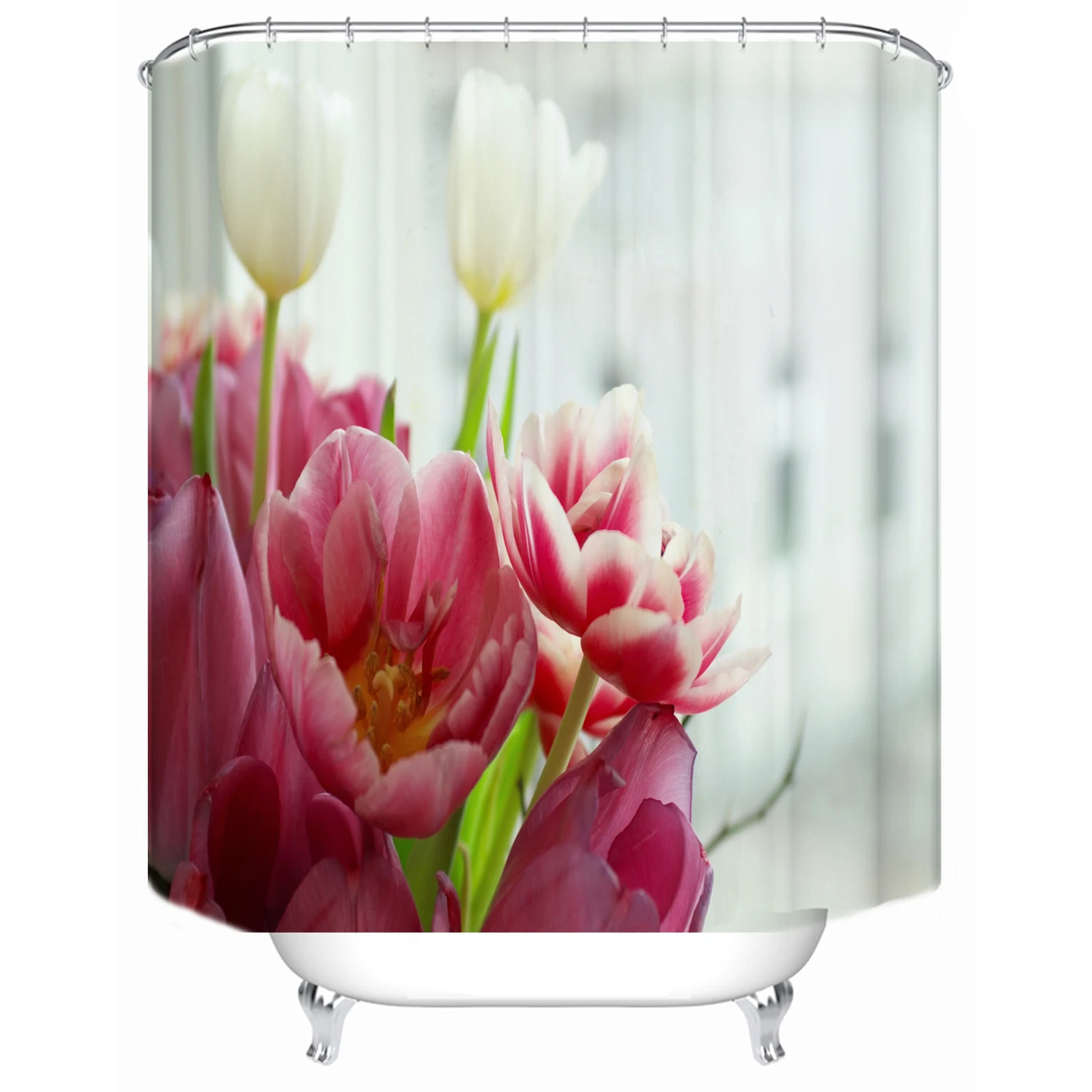 

180cmx180cm bathroom shower curtain partition bathtub anti-shower curtain red flowers can be customized printing shower curtain, Picture