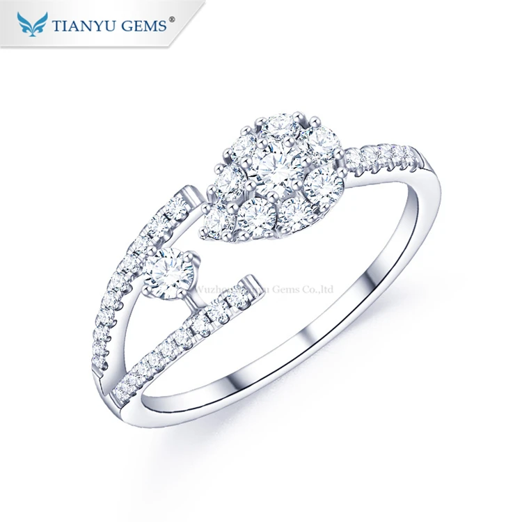 

Tianyu gems pure white gold ring for women with super white moissanite diamond brand cheap price sale