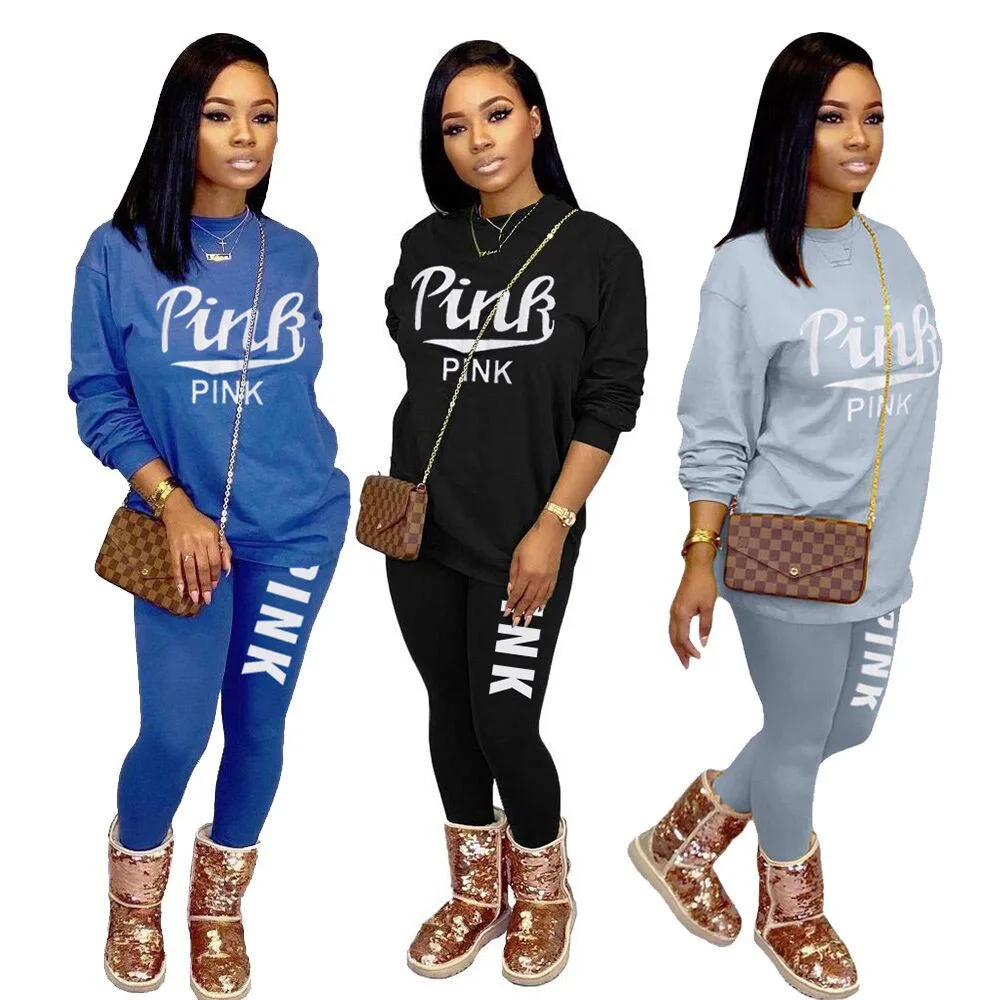 

letter print sweatshirt and pant two piece jogger tracksuit women, Black, blue, gray