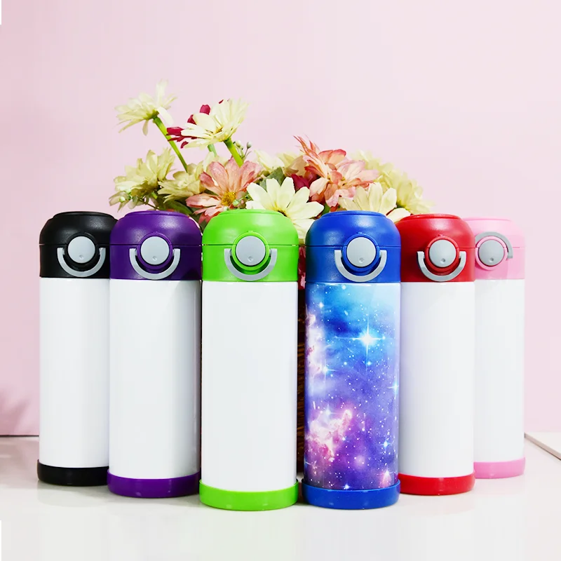 

New Arrival 12oz Sublimation Blanks Double Walled Stainless Steel Kids Water Bottle Portable Flip Top Sublimation Tumbler