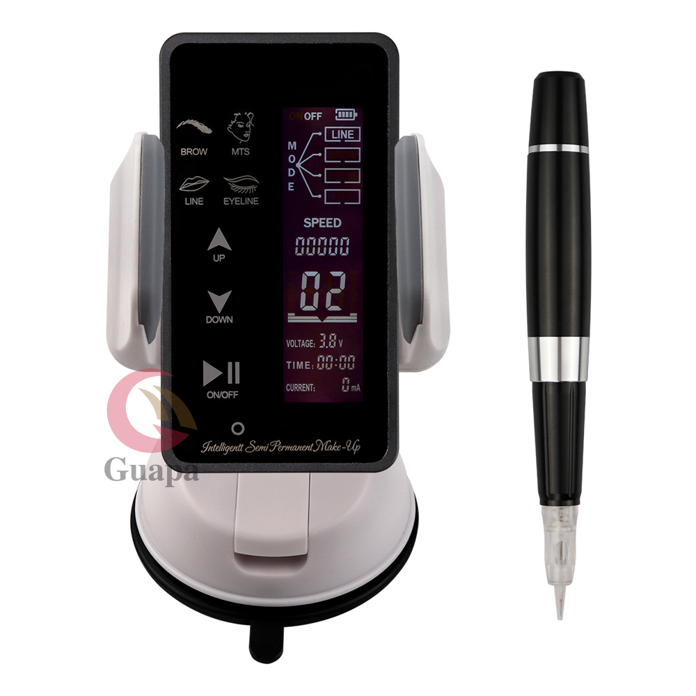 

Professional Wireless Permanent Makeup Machine Stainless Steel Touch Screen Digital Tattoo Machine Gun with LCD, Black, silver