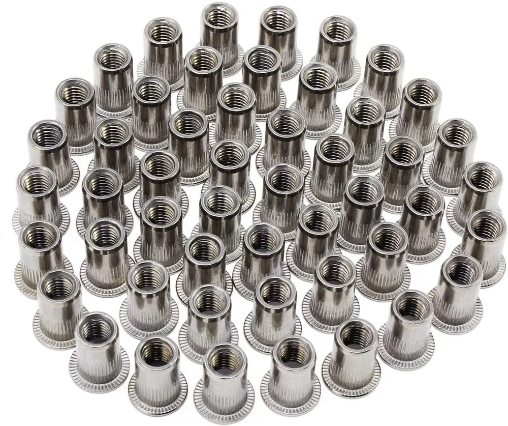 

165PCS Rivet Nuts M3-M10 Stainless Steel Flat Head Insert Rivnut Insert Threaded Nut Nutsert Screw Rivnut Set for Hardware