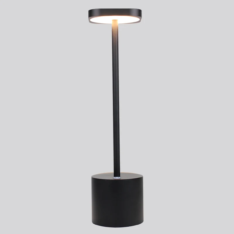 Modern Decorative Round Black Table Lamp Led Rechargeable Restaurant