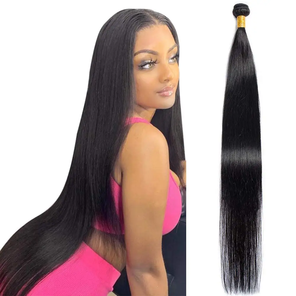

Natural Color 10A Brazilian Virgin Straight Hair weave extensions 100% Unprocessed Long inch Human Hair bundles