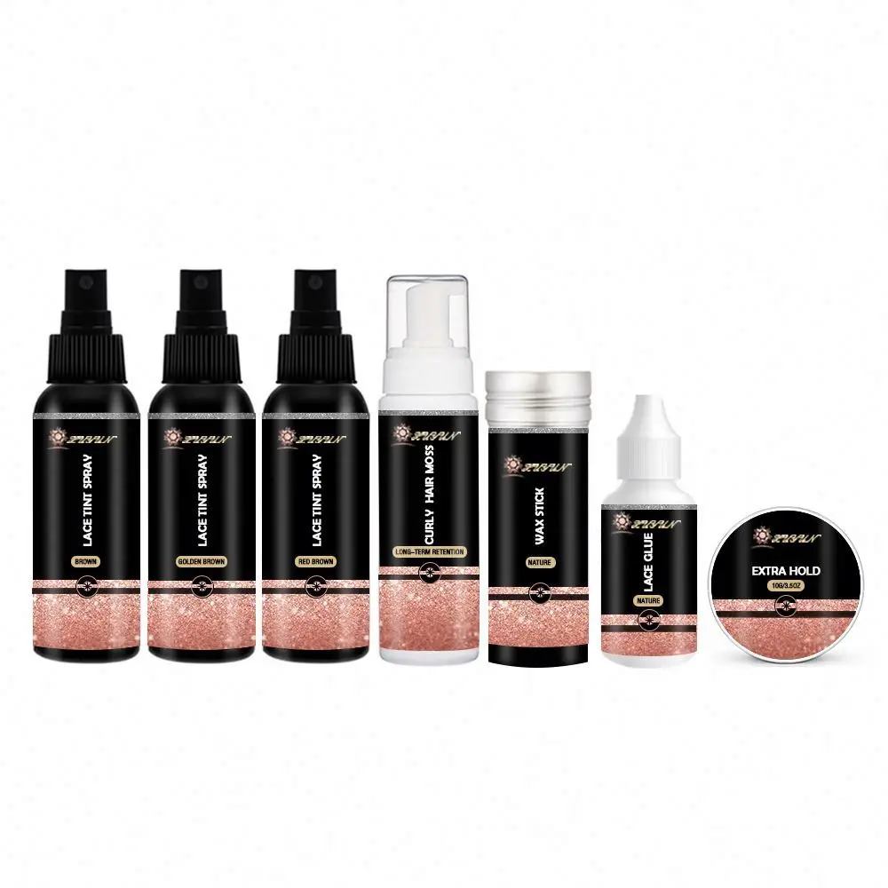 

Private Label Hot Selling Hair Care Products Lace Tint Spray Lace Glue Wig Knots Concealer Hair Styling Set, Black