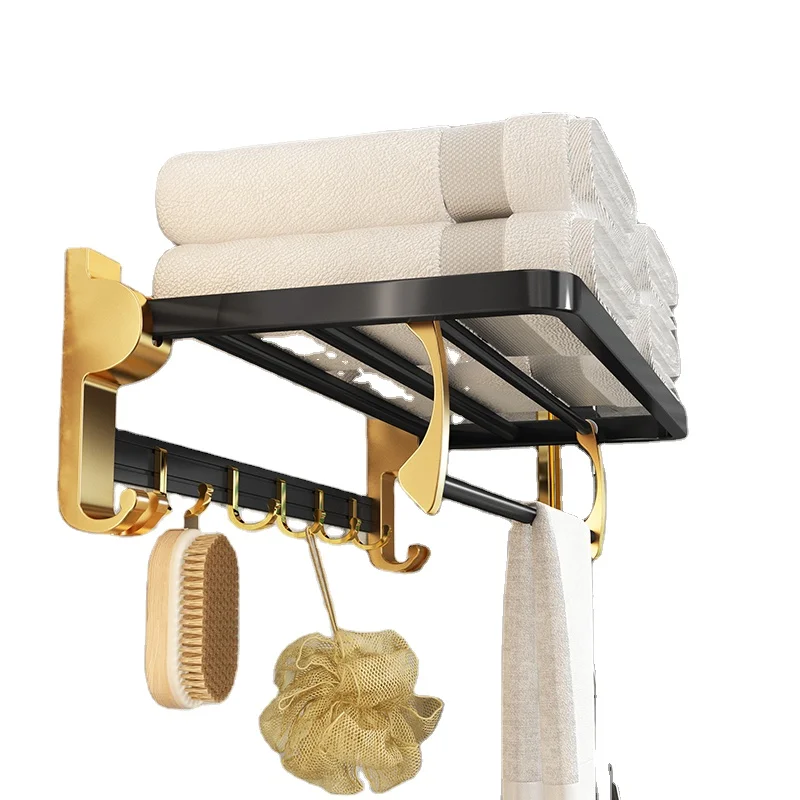 

Light luxury bath hanger bathroom towel hanger perforated toilet locker rack for clothes