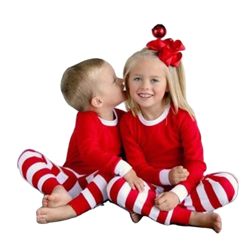 

wholesale Microfiber holiday Polyester pjs red and white striped matching pyjamas set family christmas pajamas, White,red,green