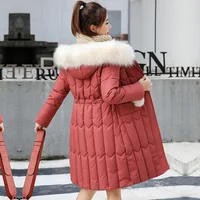 

Winter Ladies Slim Hooded Parka Women Long Down Jacket Padded Coat