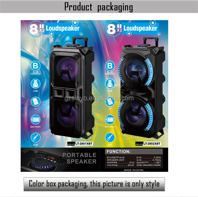 0EM double 8 inch karaoke subwoofer portable trolley speaker with LED Colored lights/Bluetooth Wireless Charging sound box - ANKUX.COM