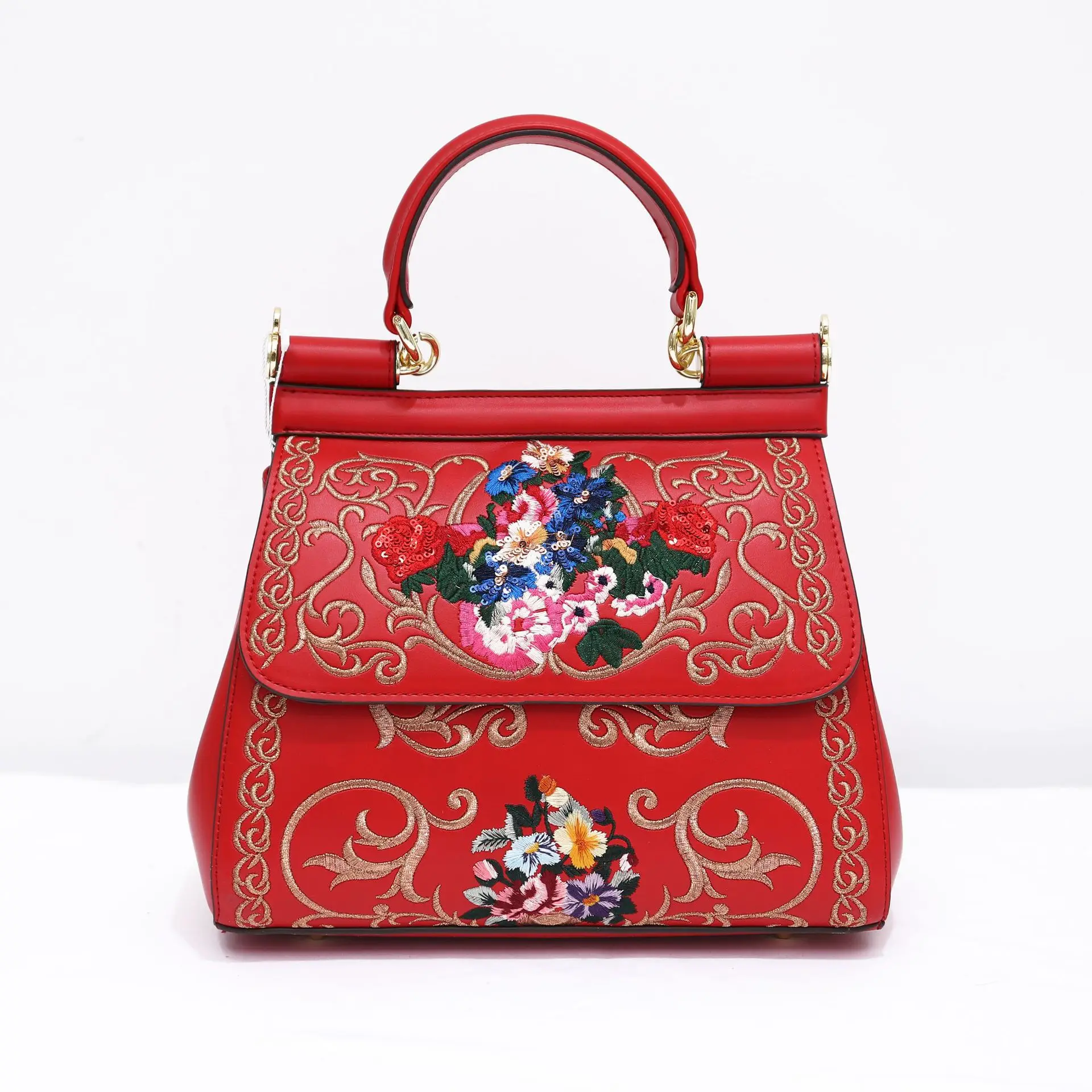 

High quality new female bags embroidered lady crossbody tote bag fashion embroidery women handbags2020, Black pink white red golden sky blue