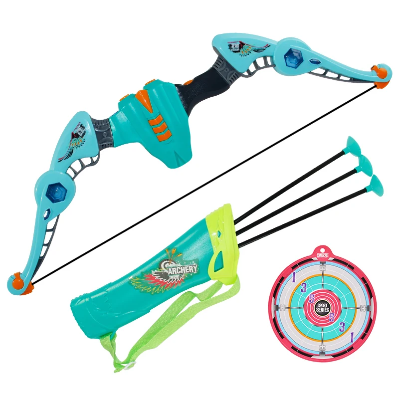 

Xiaoboxing updated version plastic girls and boys sports game toy target double shooting lighting bow and arrows set for archery, As photo