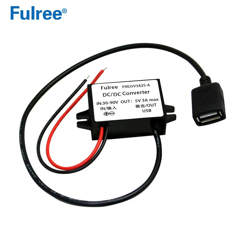 DC 36V 48V 54V 60V 72V(30-90V) to 5V USB Converter Electric Kick Scooter Bicycle Motorcycle Charger for Bulb LED light GPS