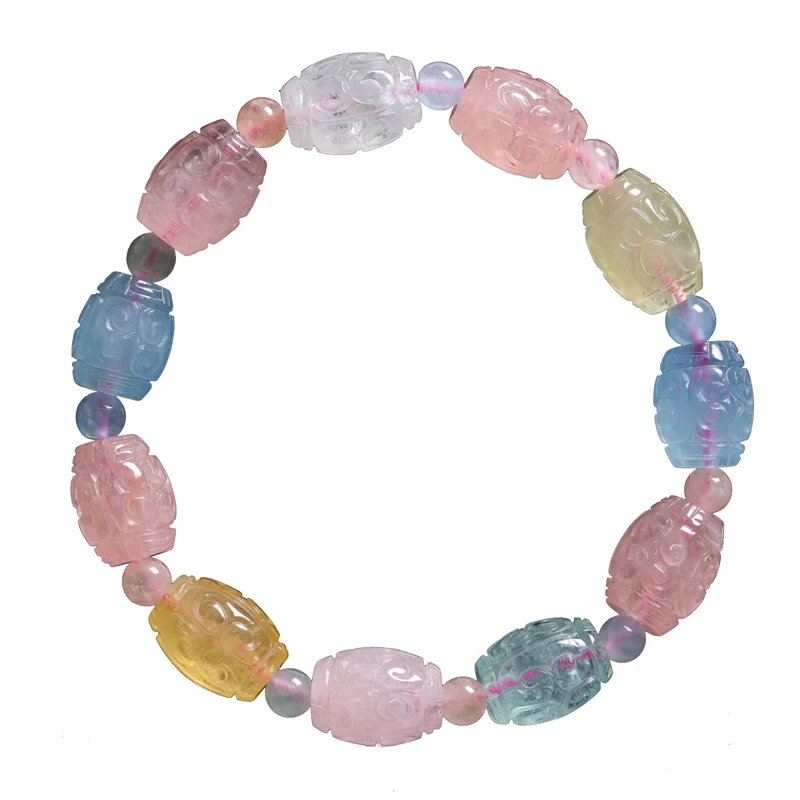 

Wholesale strands fashion discount quartz beads natural gemstone Morgan stone bucket bead bracelet SLZ1