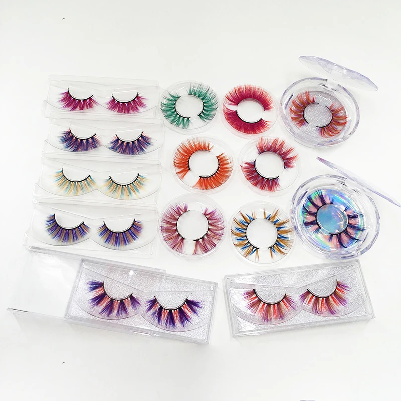 

Eyelash False Private Label 3d 4D 6D 5D 19mm wispy 3d mink eyelashes color mink eyelashes