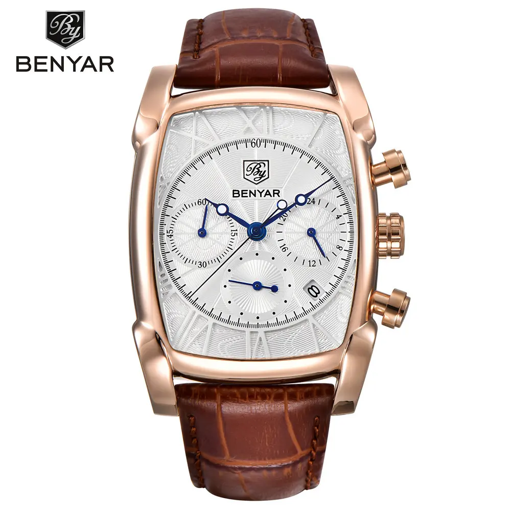 

BENYAR 5113M Men Quartz Watches Embedded Handle Chronograph Analogue Watches, 4 colors for choice