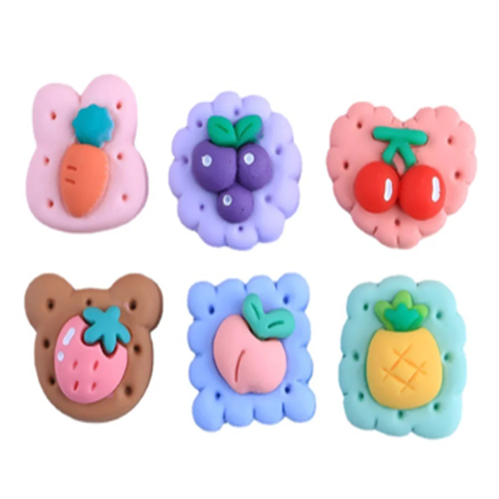 

Resin Cute Cartoon Fruit Biscuit Cookie Charms Flatback Cabochon Scrapbook Kawaii DIY Embellishments Accessories