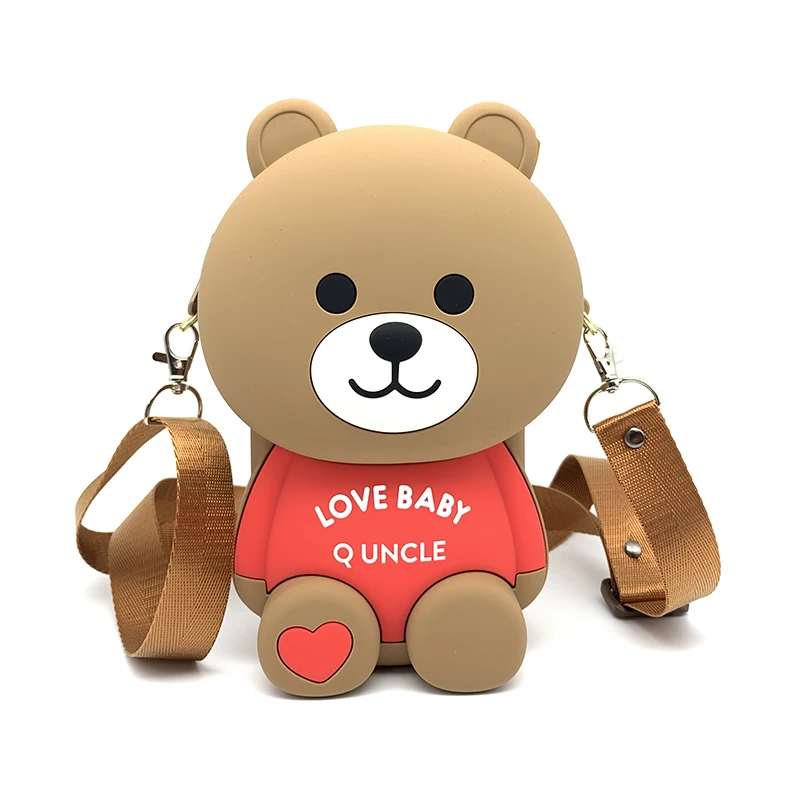 

Q UNCLE 3D Cute Animal Women Girl Handbag Silicone Cartoon Mobile Phone Shoulder Bag Crossbody Wallet Purse for Kid Pencil Box