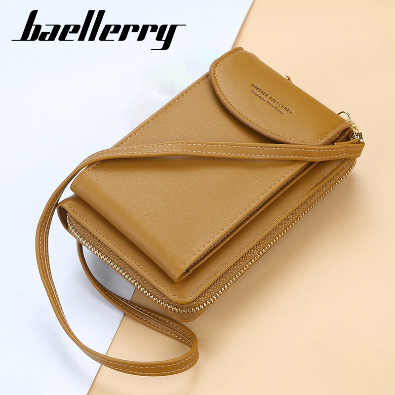 

2020 Women Wallet Solid Color Leather Shoulder Straps Shoulder Bag Mobile Phone Big Card Holders Wallet Handbag Pockets girls