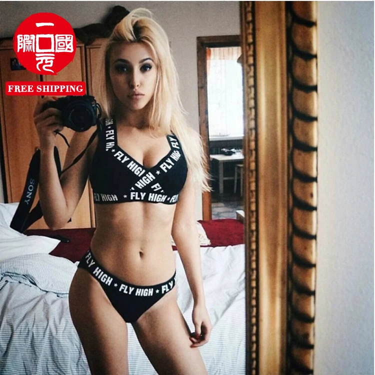 

European and American women's gathered sports vest and bikini swimwear suit