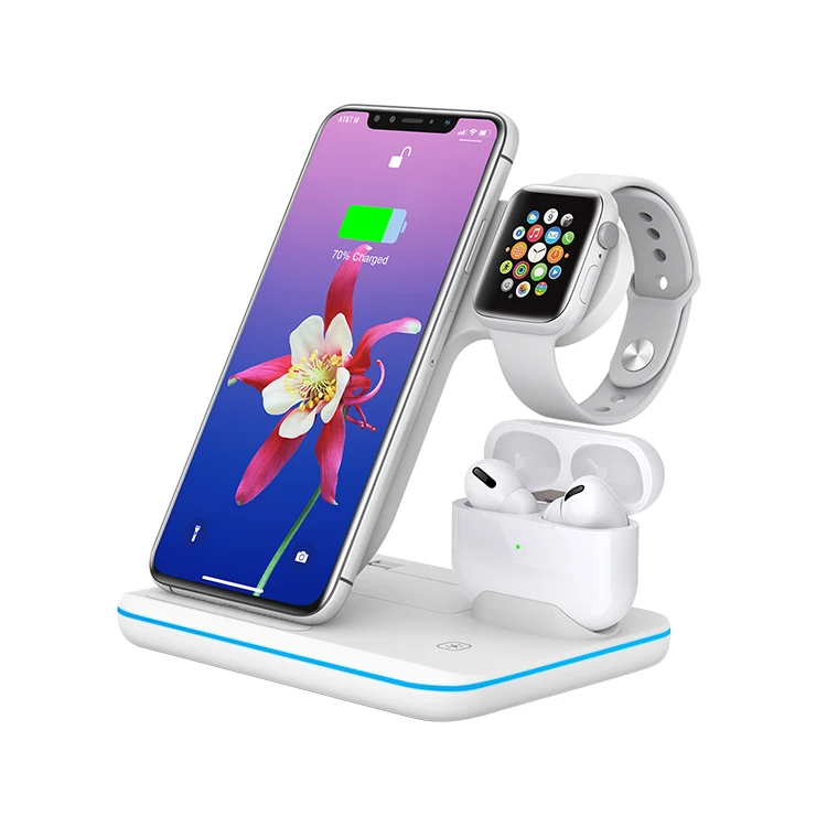 

Cellphone Holder Dock Desktop Fast Wireless Charger 3 in 1 for Smart Phones