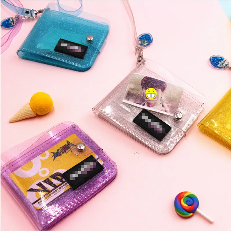 

Bangtan Boys Wholesale KPOP Idol Merchandise Bangtan Boys Ins Bling Bling Coin Purse PVC Folding Transparent Jelly Bag Wallet