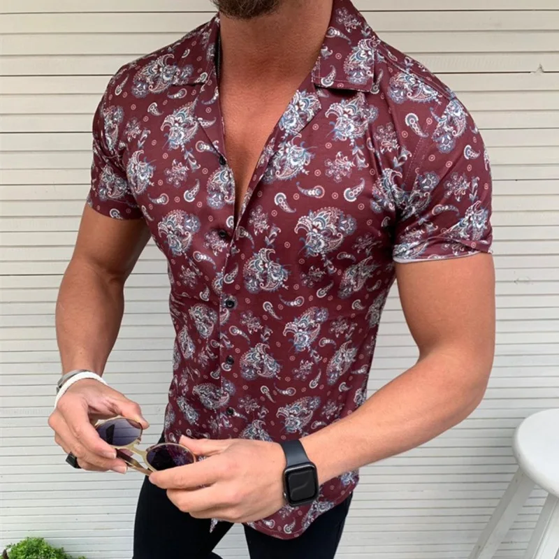

New men's short-sleeved shirt summer 3D printing fashion trend short-sleeved support custom logo, Custom color