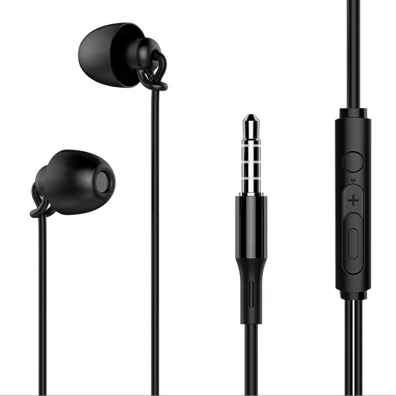 

High Quality noise cancelling Earphone Sleep wired Sleeping headphone Wired earphones for mobile phones, Black