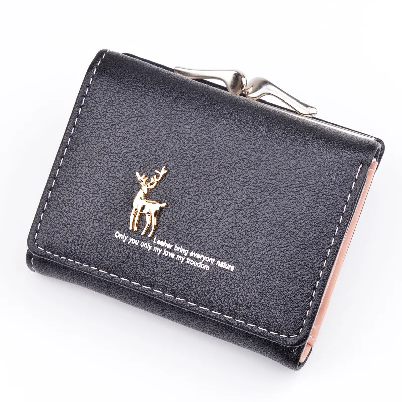 

2021new Deer Cute Short Wallet Simple girls Coin Purse PU wallet for women